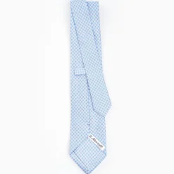 Light Blue Sartorial Classic Silk Tie - Small Flower Pattern