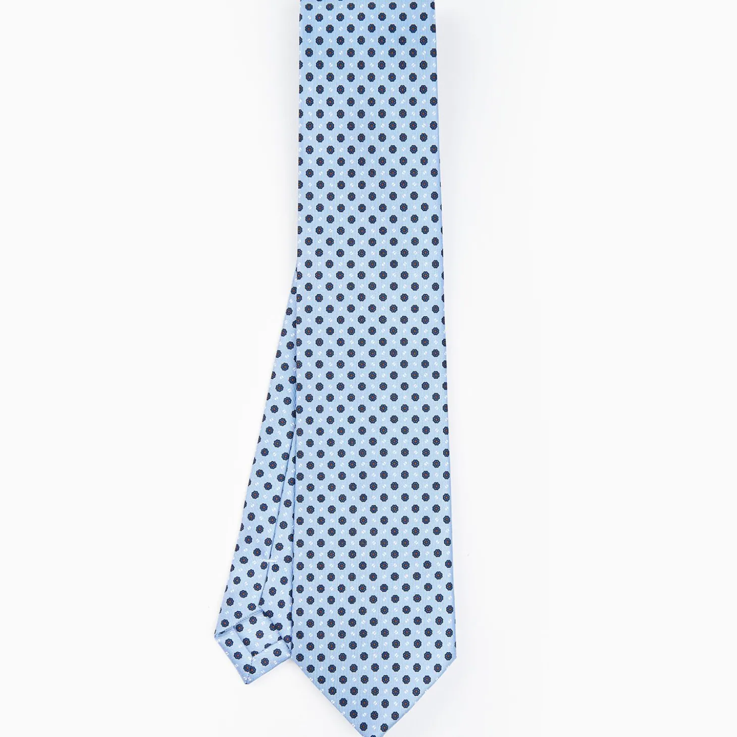 Light Blue Sartorial Classic Silk Tie - Small Flower Pattern