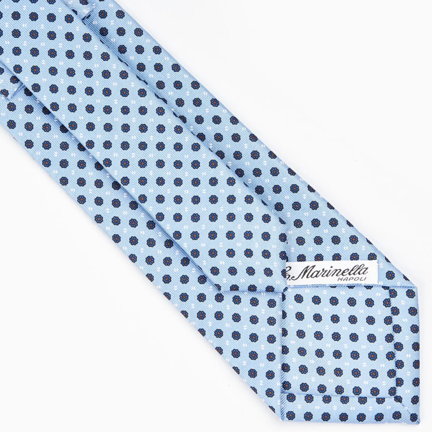 Light Blue Sartorial Classic Silk Tie - Small Flower Pattern
