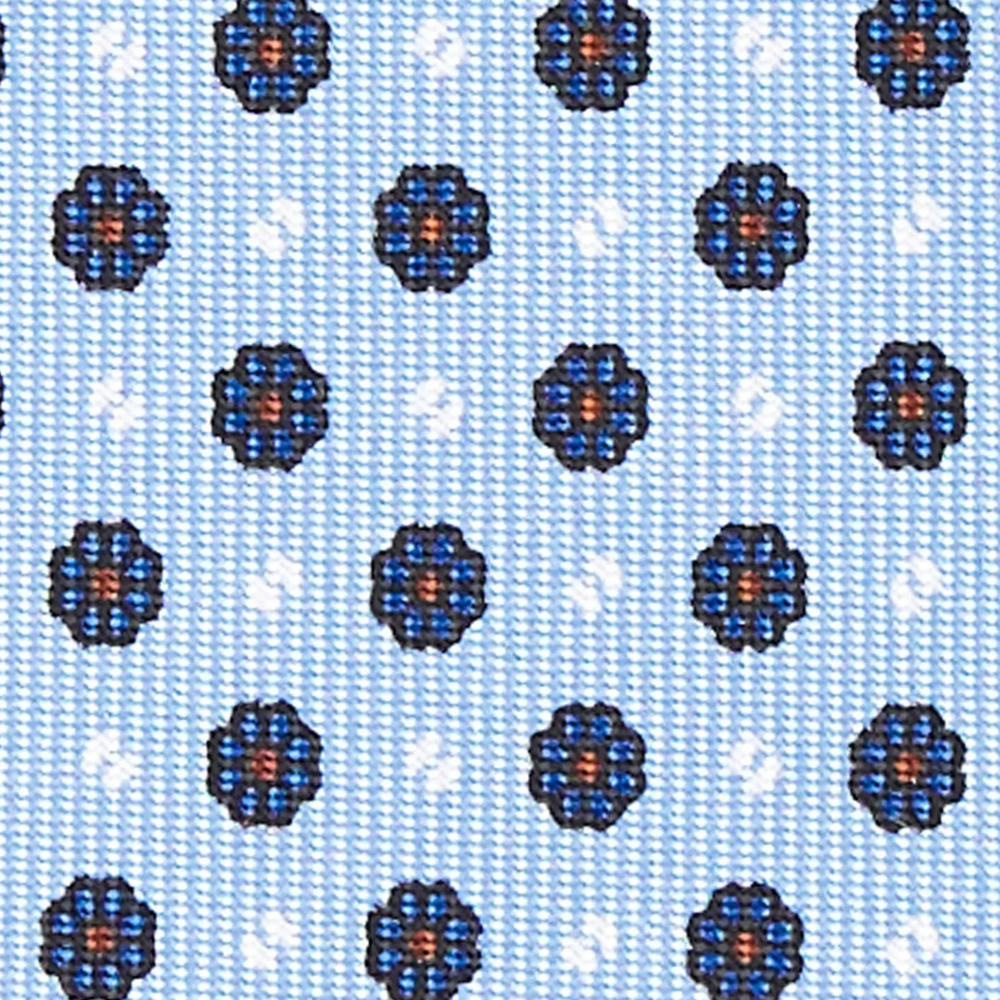Light Blue Sartorial Classic Silk Tie - Small Flower Pattern