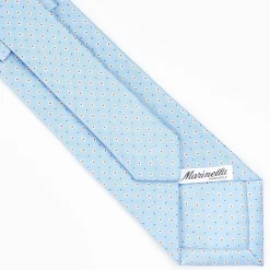 Light Blue Sartorial Classic Silk Tie - Small Flower Pattern