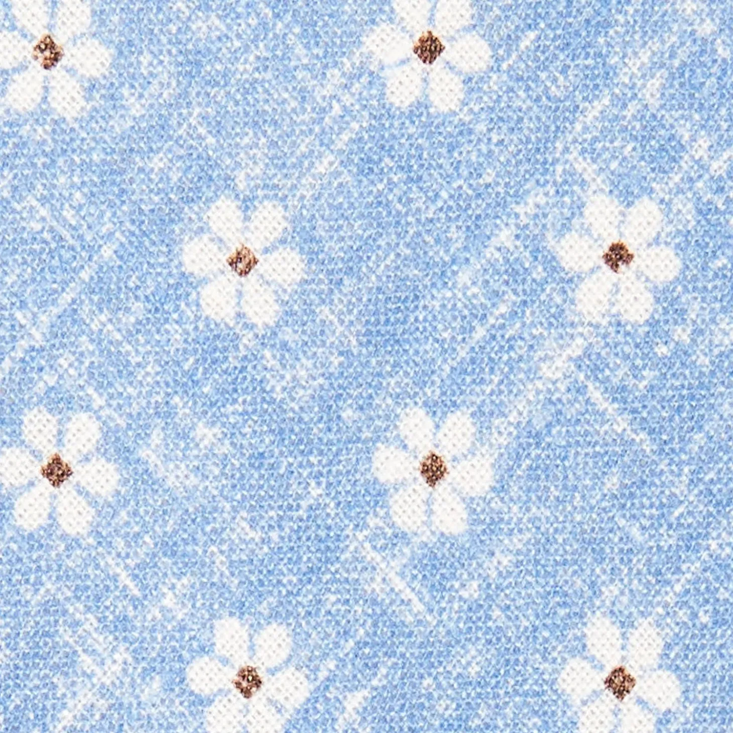 Light Blue Sartorial Cotton And Silk Tie Large Flower Pattern