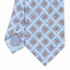 Light Blue Sartorial Cotton And Silk Tie - Large Flower Pattern