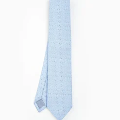 Light Blue Sartorial Jacquard Silk Tie - Small Geometric Designs