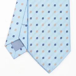 Light Blue Sartorial Jacquard Silk Tie - Small Flower Designs
