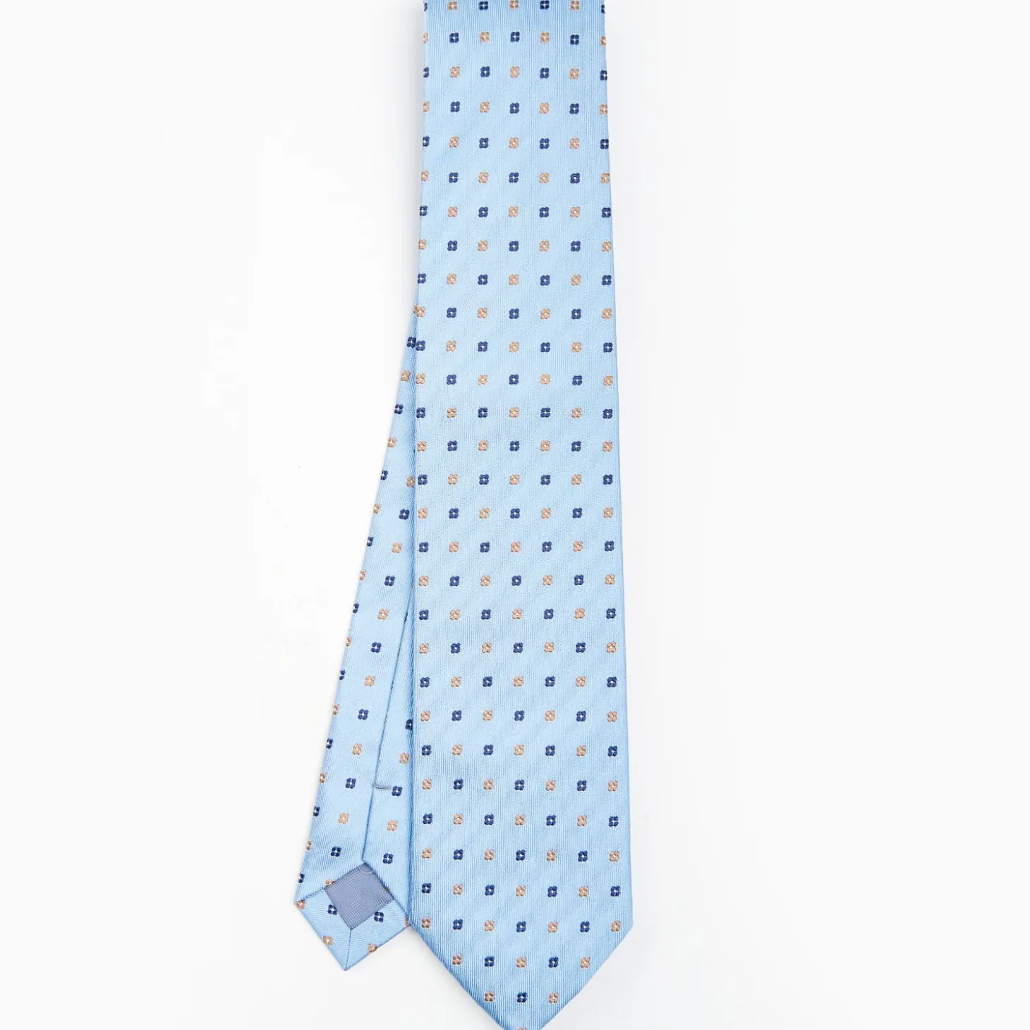 Light Blue Sartorial Jacquard Silk Tie - Small Flower Designs