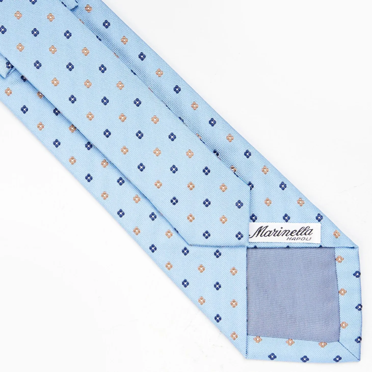 Light Blue Sartorial Jacquard Silk Tie - Small Flower Designs