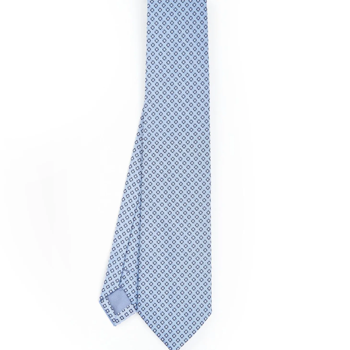 Light Blue Sartorial Jacquard Silk Tie - Small Geometric Pattern