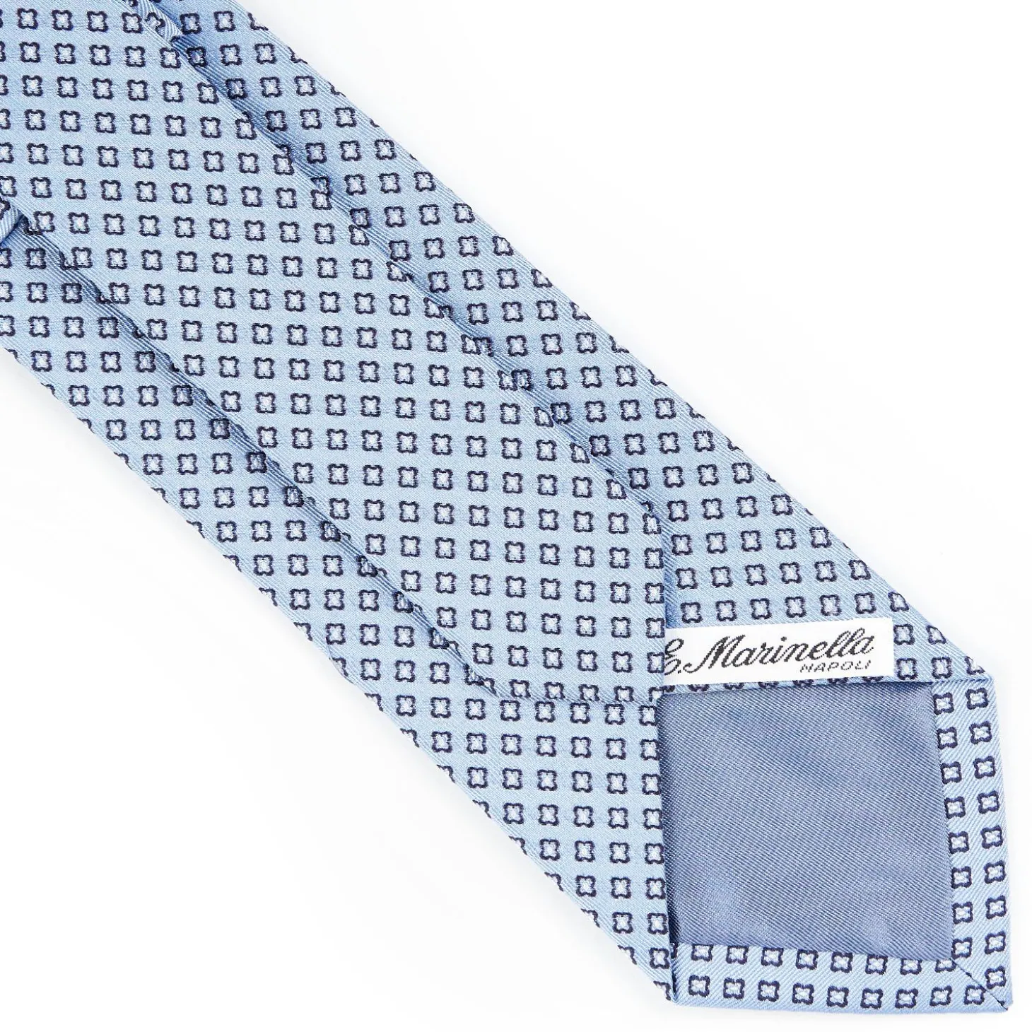 Light Blue Sartorial Jacquard Silk Tie - Small Geometric Pattern