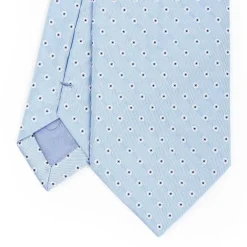Light Blue Sartorial Jacquard Silk Tie - Small Geometric Pattern