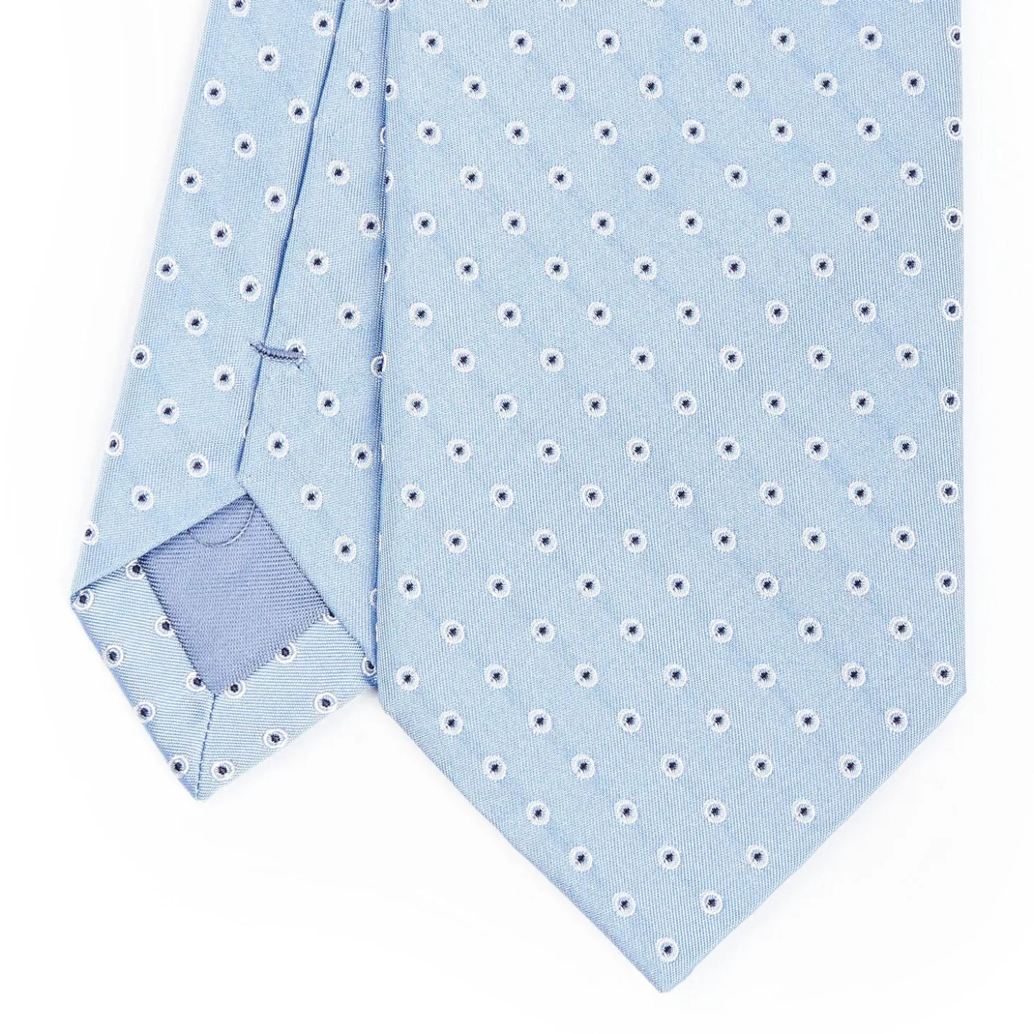 Light Blue Sartorial Jacquard Silk Tie - Small Geometric Pattern