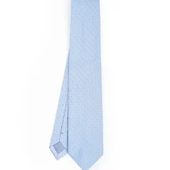 Light Blue Sartorial Jacquard Silk Tie - Small Geometric Pattern