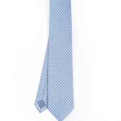 Light Blue Sartorial Jacquard Silk Tie - Small Geometric Pattern