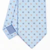 Light Blue Sartorial Jacquard Silk Tie - Small Flower Designs