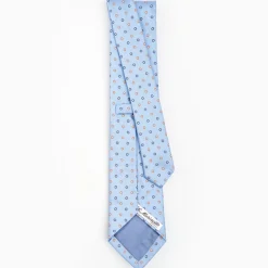Light Blue Sartorial Jacquard Silk Tie - Small Flower Designs