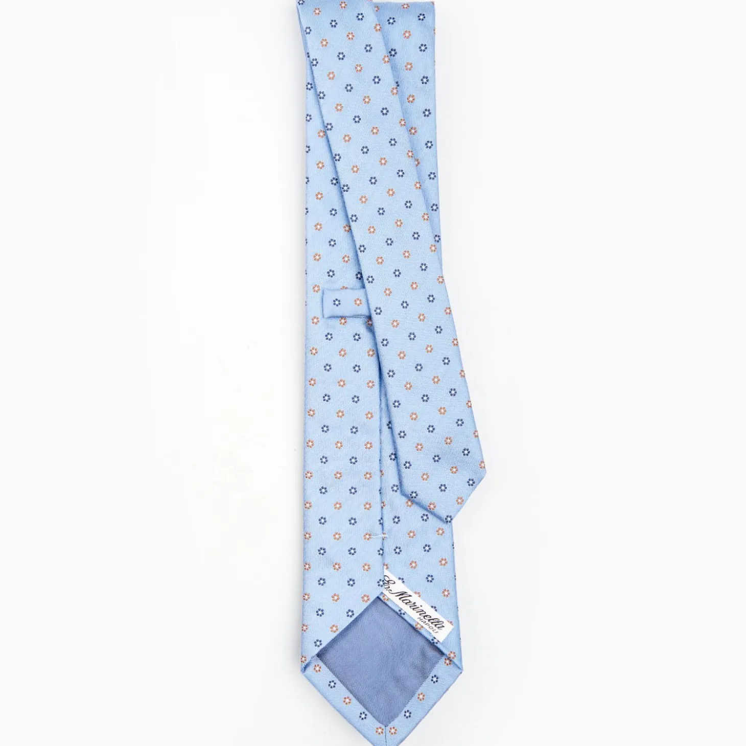 Light Blue Sartorial Jacquard Silk Tie - Small Flower Designs