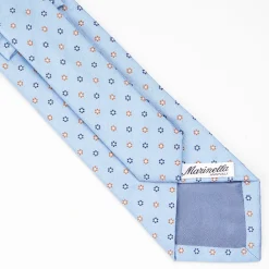 Light Blue Sartorial Jacquard Silk Tie - Small Flower Designs