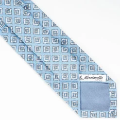 Light Blue Sartorial Linen Tie - Large Geometric Pattern
