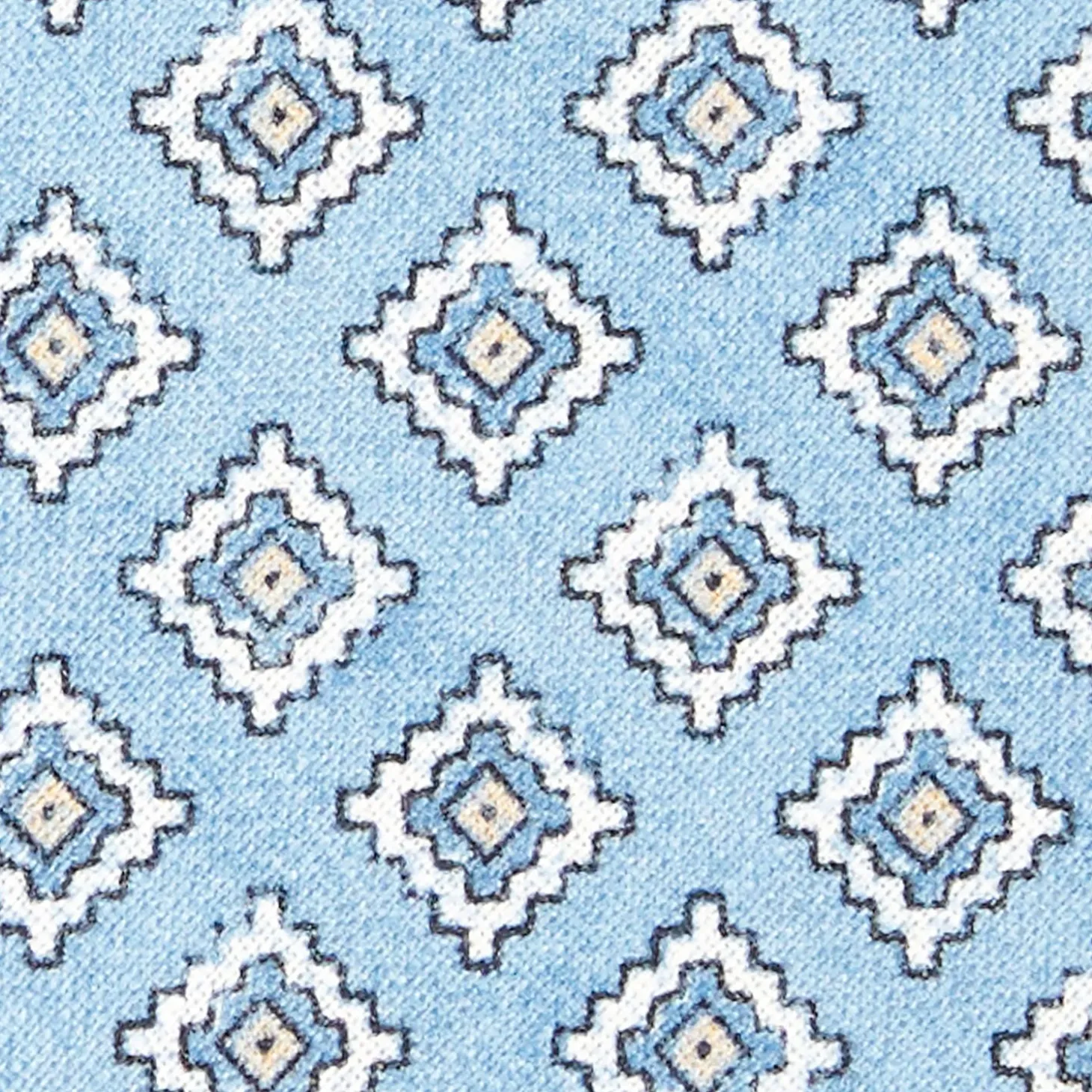 Light Blue Sartorial Linen Tie - Large Geometric Pattern