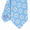 Light Blue Sartorial Linen Tie - Large Flower Pattern