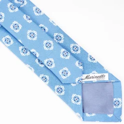 Light Blue Sartorial Linen Tie - Large Flower Pattern