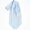 Light Blue Silk Ascot Tie - Flower Pattern