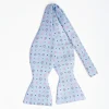 Light Blue Silk Bowtie To Self-Tie Small Flower Pattern