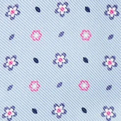Light Blue Silk Bowtie To Self-Tie Small Flower Pattern