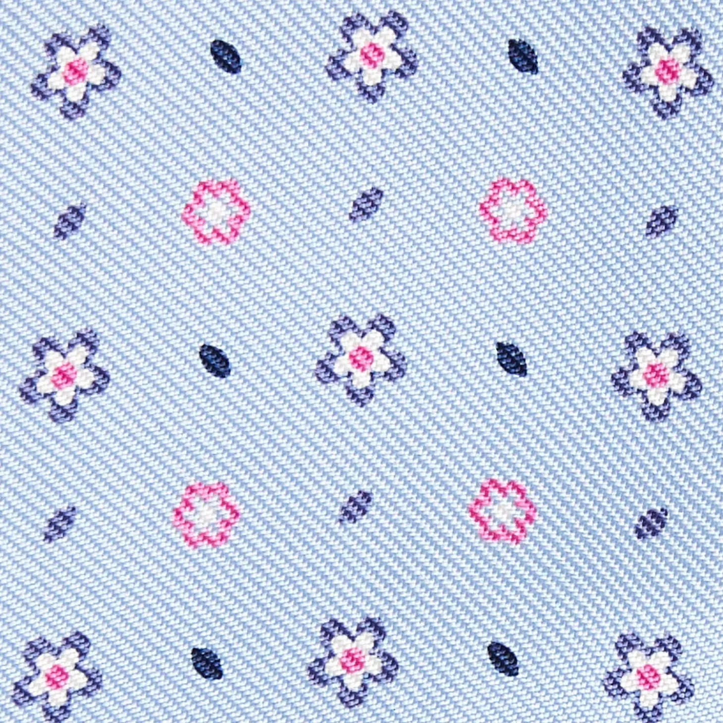 Light Blue Silk Bowtie To Self-Tie Small Flower Pattern