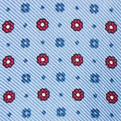 Light Blue Silk Bowtie To Self-Tie Small Flower Pattern