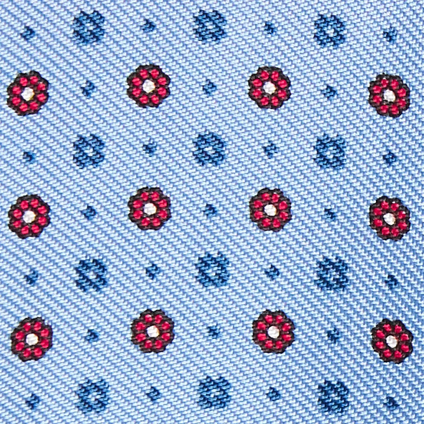 Light Blue Silk Bowtie To Self-Tie Small Flower Pattern