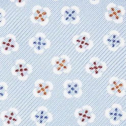 Light Blue Silk Bowtie To Self-Tie - Small Flower Pattern