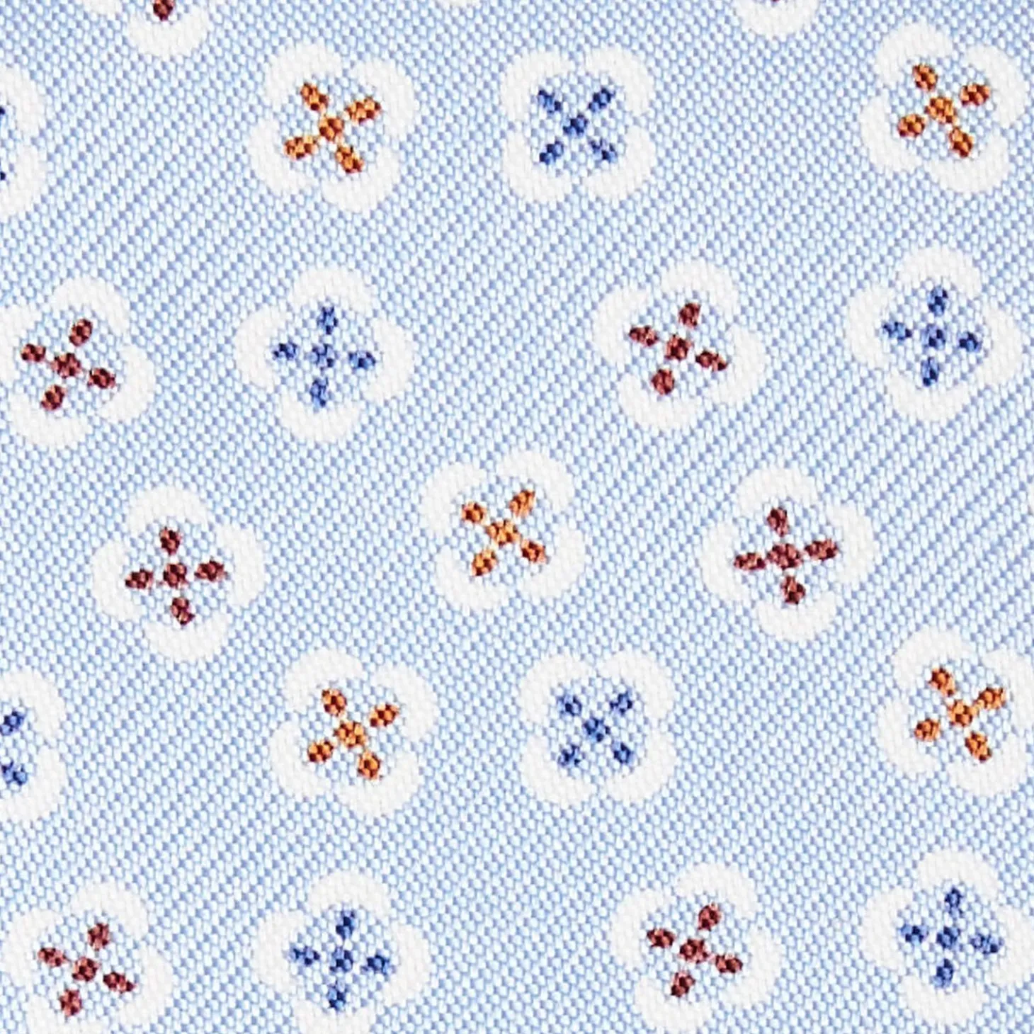 Light Blue Silk Bowtie To Self-Tie - Small Flower Pattern