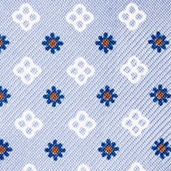 Light Blue Silk Bowtie To Self-Tie Small Flower Pattern