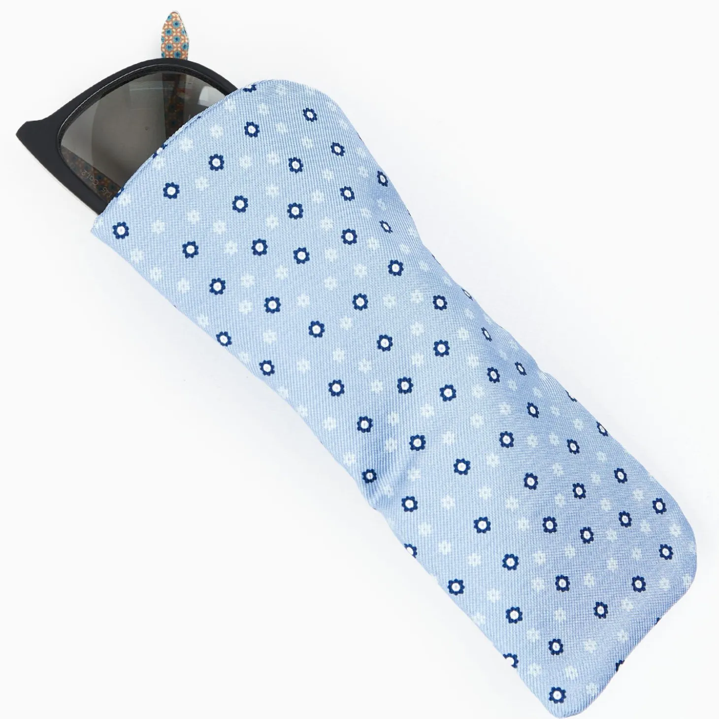 Light Blue Silk Glasses Case