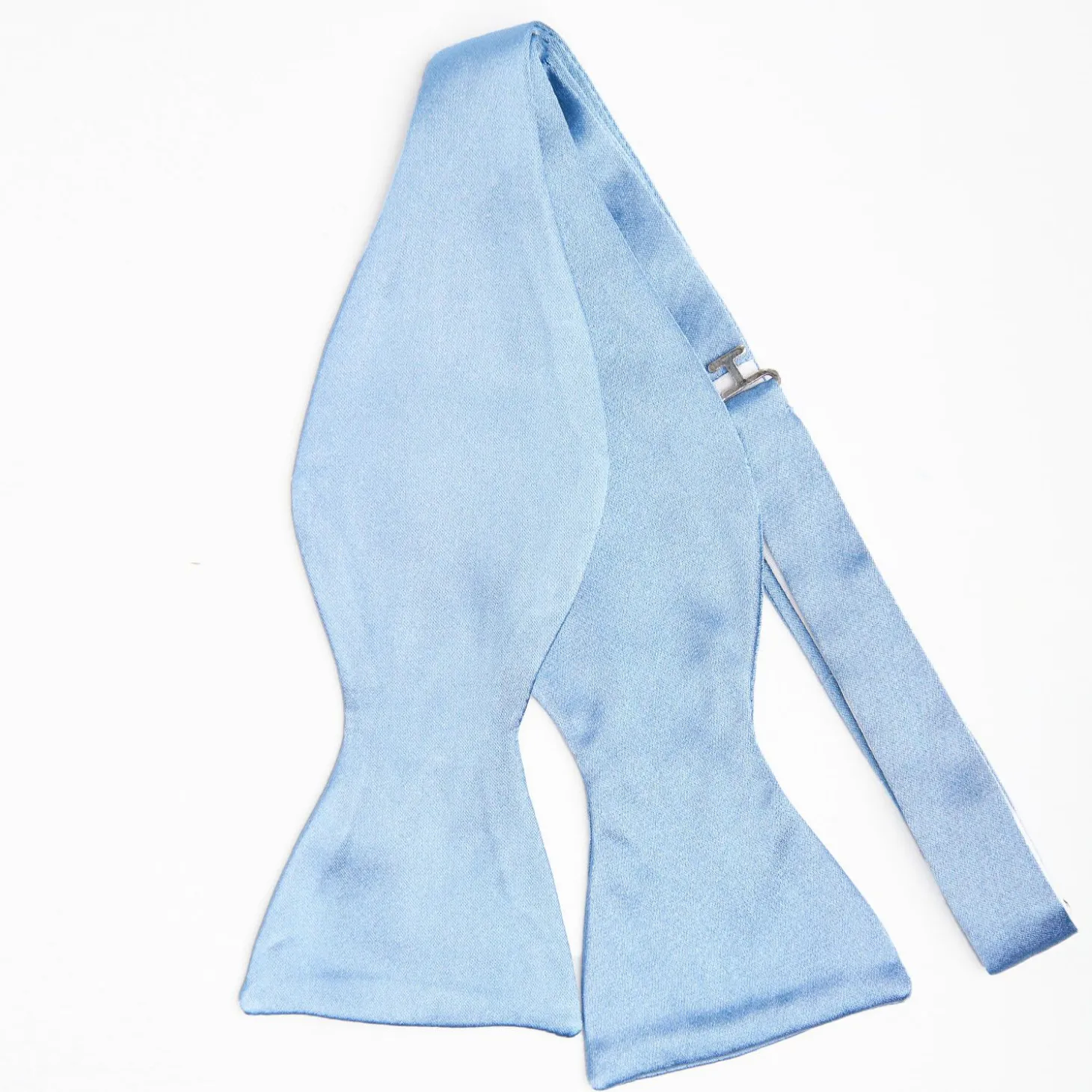 Light Blue Silk Satin Bowtie To Self-Tie - Solid Color