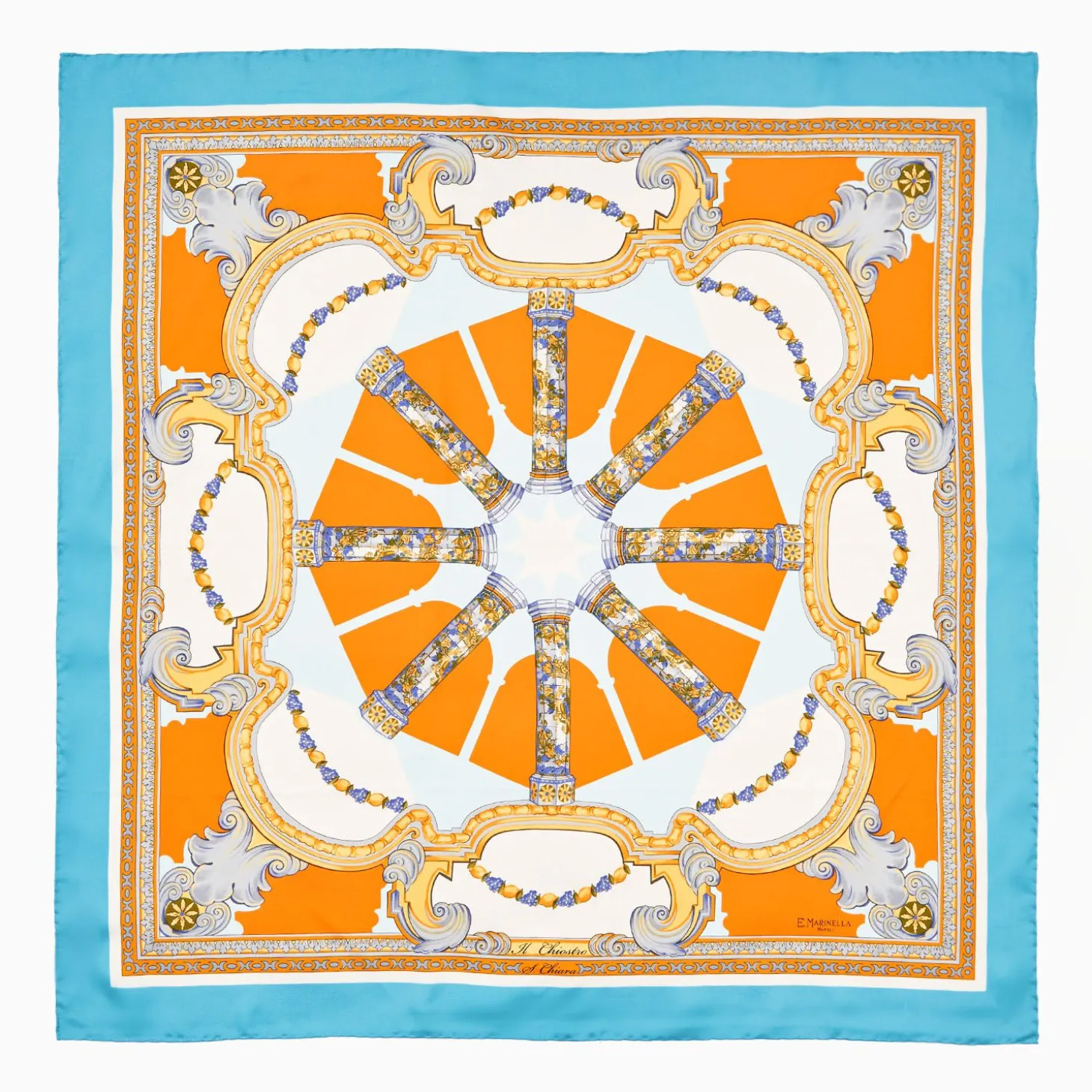 Light Blue Silk Scarf 90 - Santa Chiara Cloister