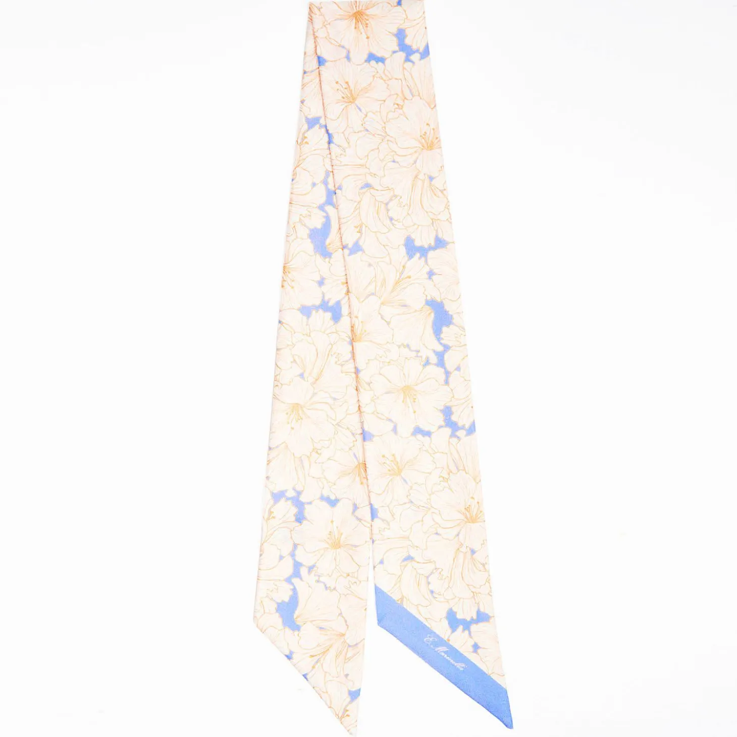 Light Blue Silk Twilly Floral Pattern