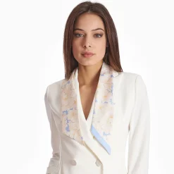 Light Blue Silk Twilly Floral Pattern