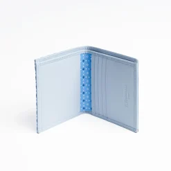 Light Blue Small Wallet In Silk And Leather