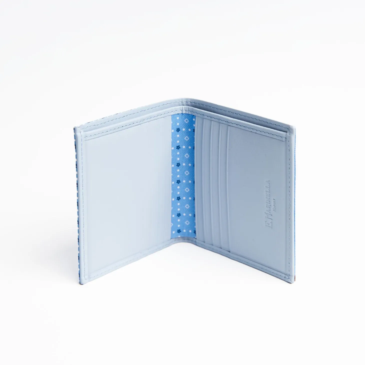 Light Blue Small Wallet In Silk And Leather