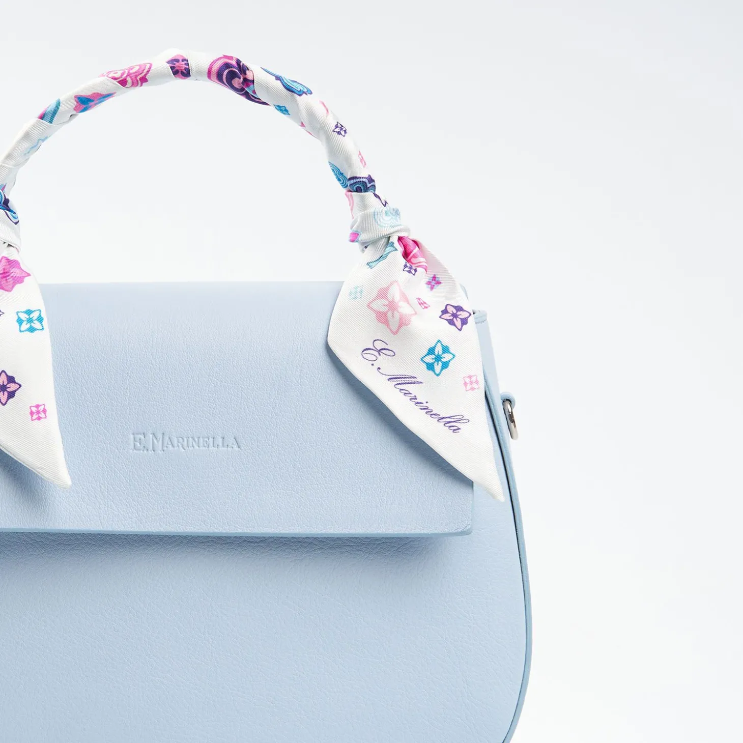 Light Blue Smooth Leather Cleo Bag