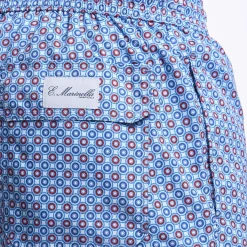 Light Blue Swim Short - Large Flower Pattern