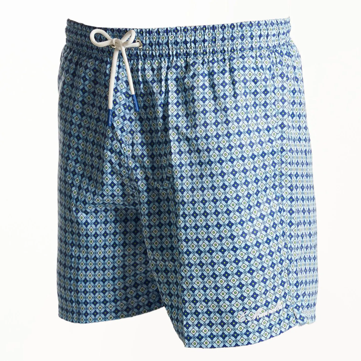 Light Blue Swim Shorts - Large Patterns