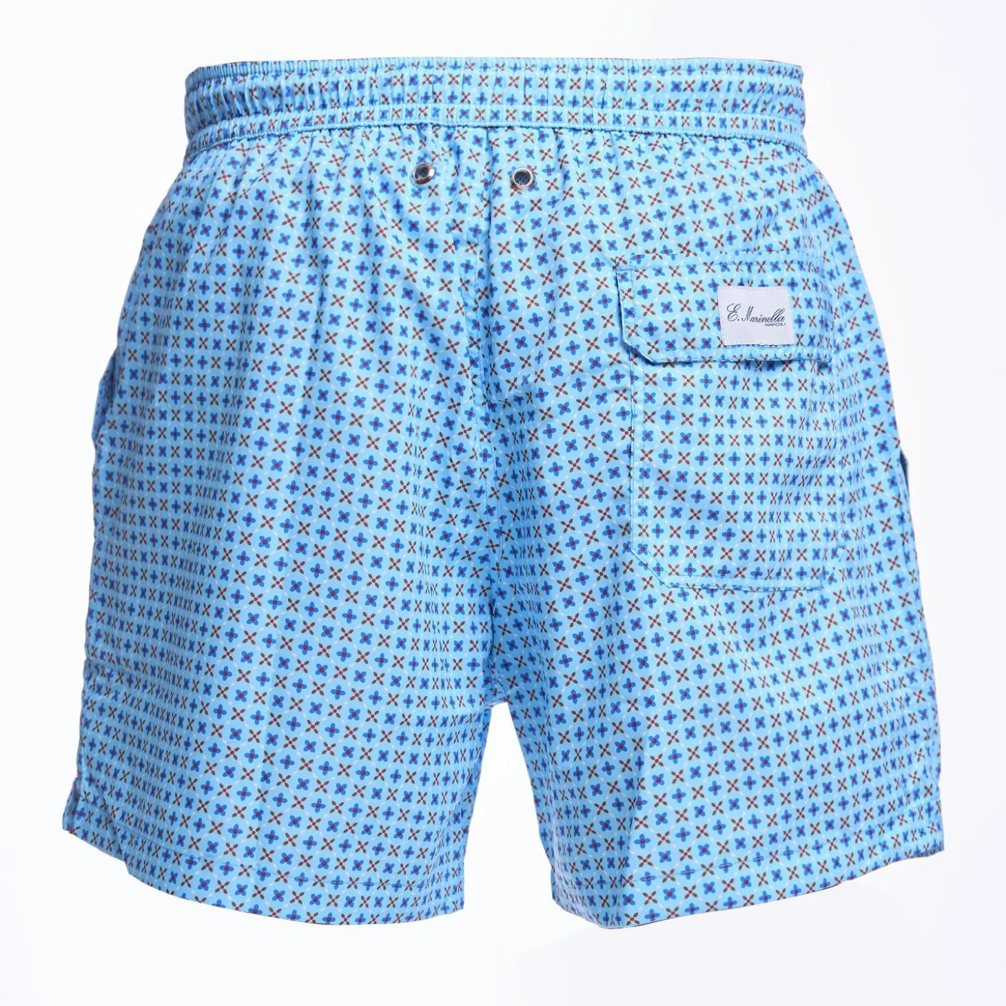 Light Blue Swim Short - Small Flower Pattern