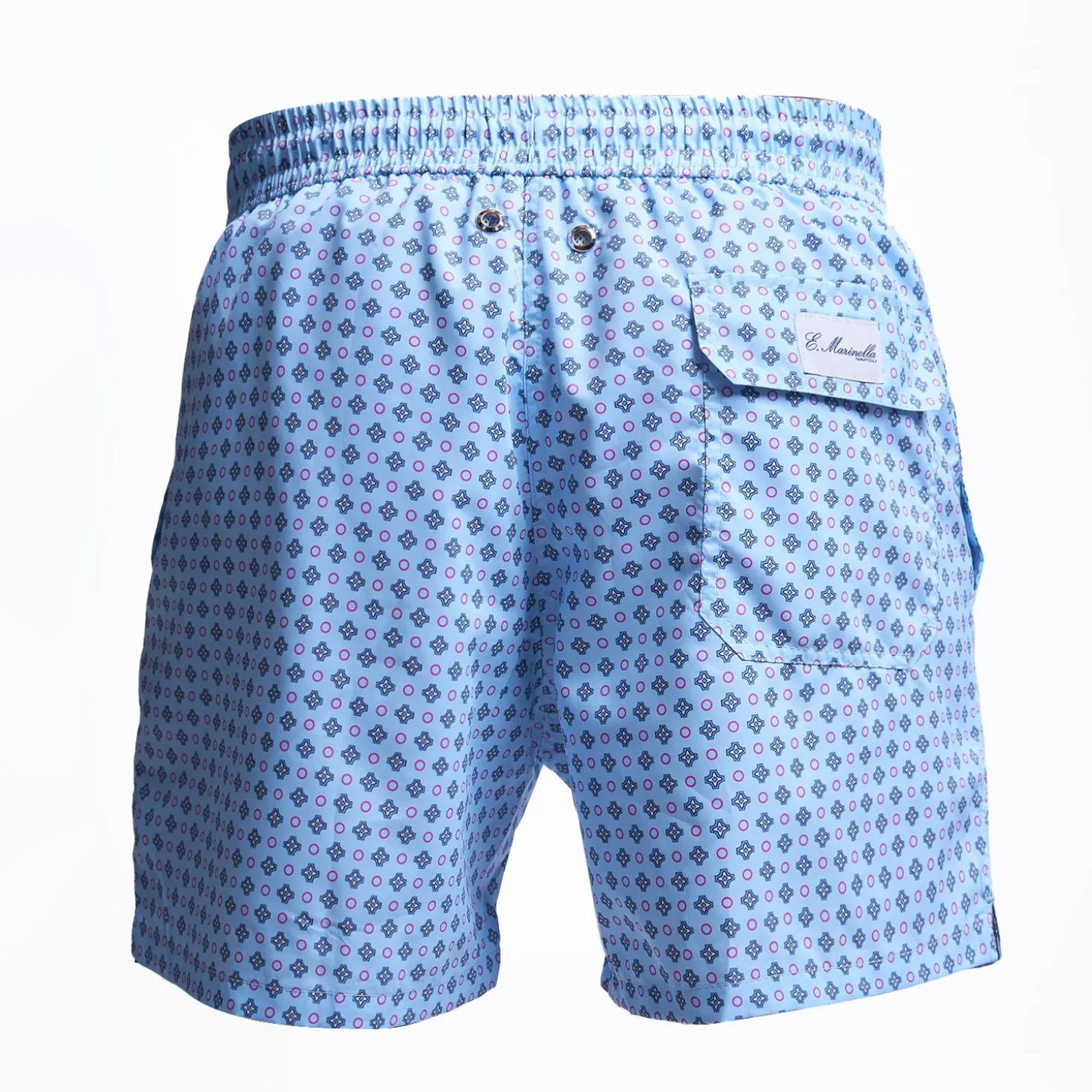Light Blue Swim Short - Small Flower Pattern