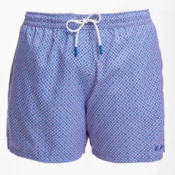 Light Blue Swim Short Small Flower Pattern