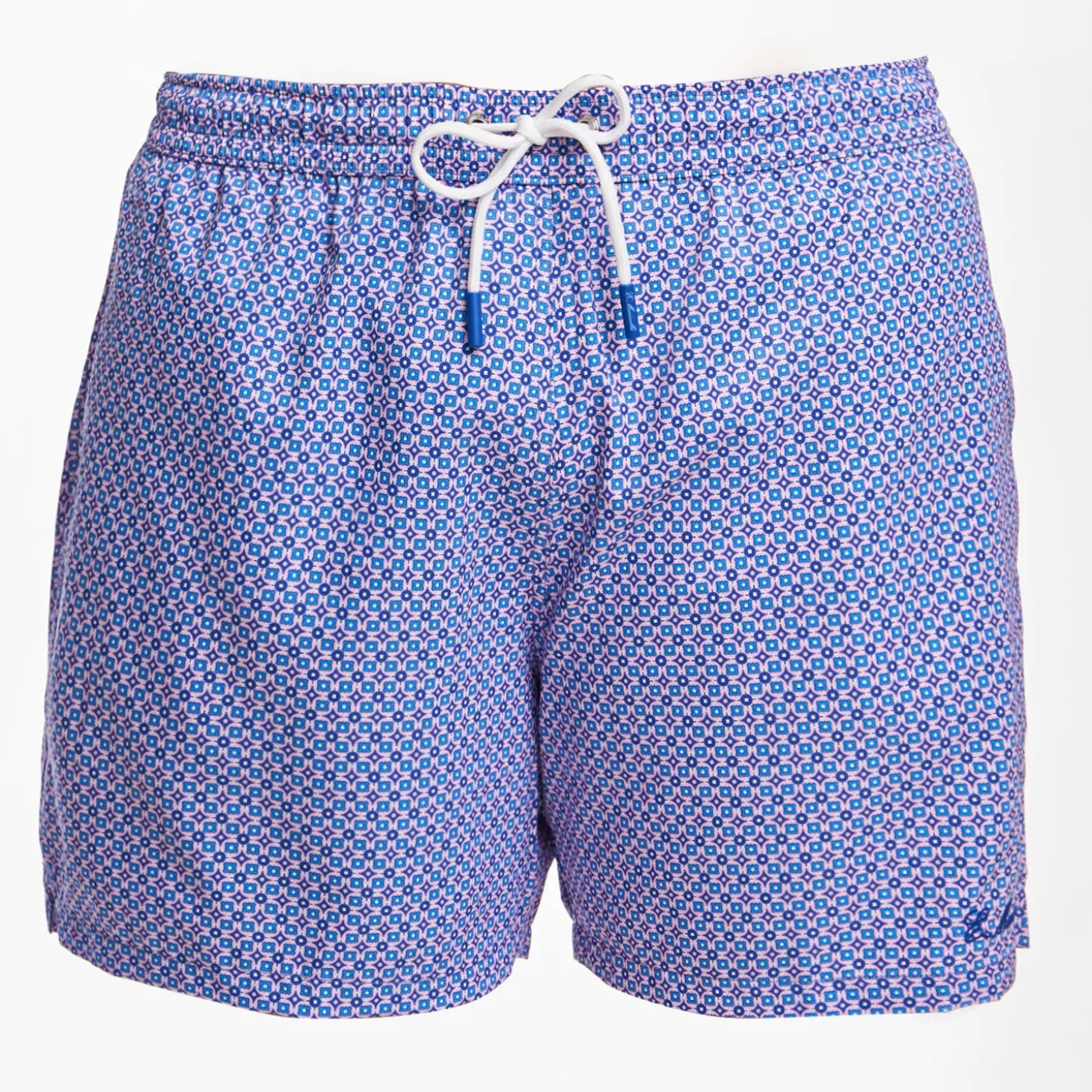 Light Blue Swim Short Small Flower Pattern
