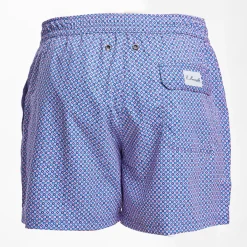 Light Blue Swim Short Small Flower Pattern