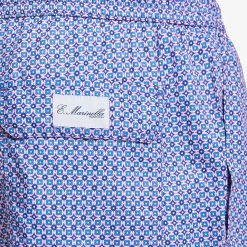 Light Blue Swim Short Small Flower Pattern